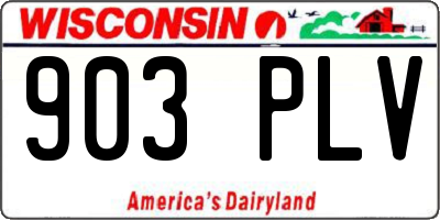WI license plate 903PLV