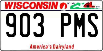 WI license plate 903PMS