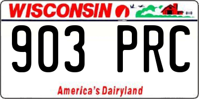 WI license plate 903PRC