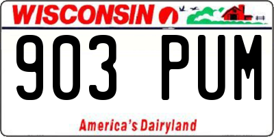 WI license plate 903PUM