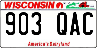 WI license plate 903QAC