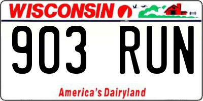 WI license plate 903RUN