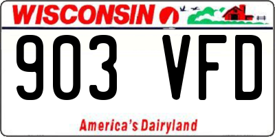 WI license plate 903VFD