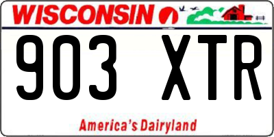 WI license plate 903XTR