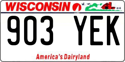 WI license plate 903YEK