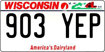 WI license plate 903YEP