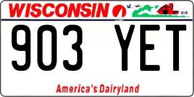 WI license plate 903YET