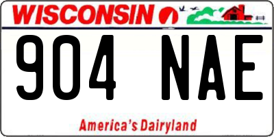 WI license plate 904NAE