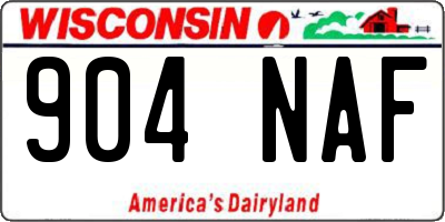 WI license plate 904NAF