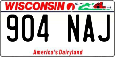 WI license plate 904NAJ