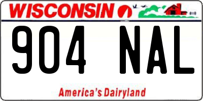 WI license plate 904NAL