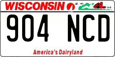 WI license plate 904NCD