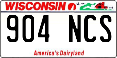 WI license plate 904NCS