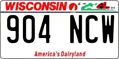 WI license plate 904NCW
