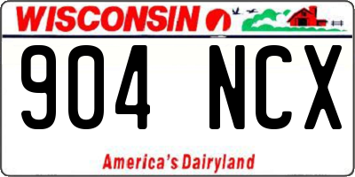 WI license plate 904NCX