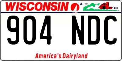 WI license plate 904NDC
