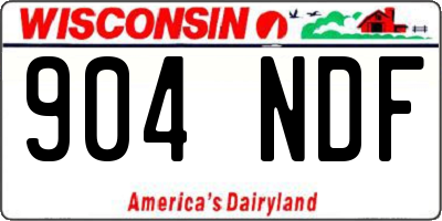 WI license plate 904NDF
