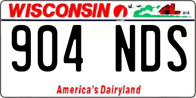 WI license plate 904NDS