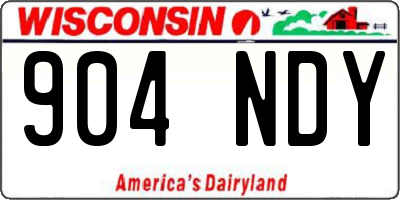 WI license plate 904NDY