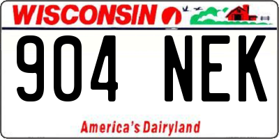 WI license plate 904NEK