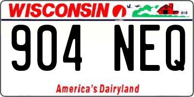 WI license plate 904NEQ