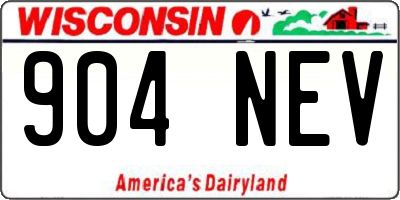 WI license plate 904NEV