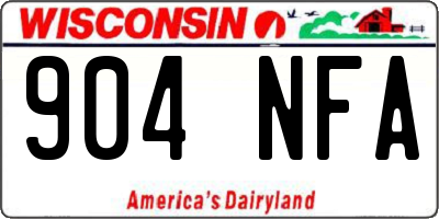 WI license plate 904NFA