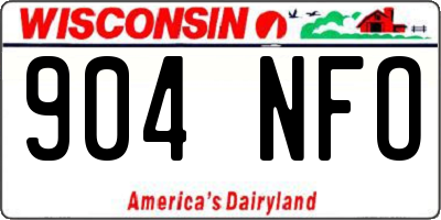 WI license plate 904NFO