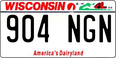 WI license plate 904NGN