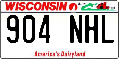 WI license plate 904NHL