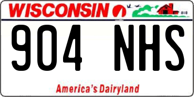 WI license plate 904NHS