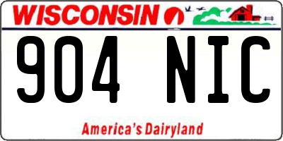 WI license plate 904NIC