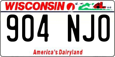 WI license plate 904NJO