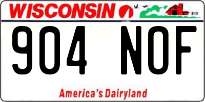 WI license plate 904NOF