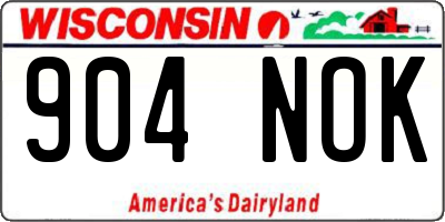 WI license plate 904NOK
