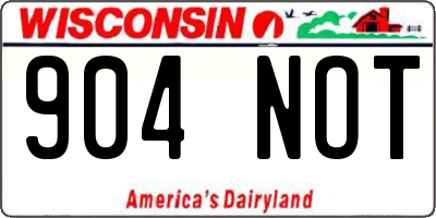 WI license plate 904NOT