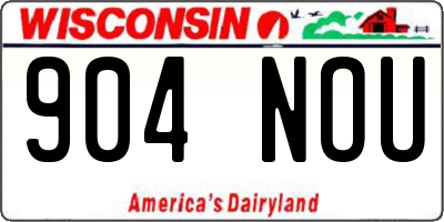 WI license plate 904NOU