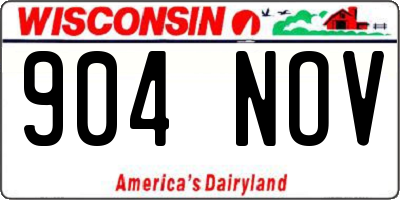 WI license plate 904NOV