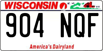 WI license plate 904NQF