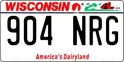 WI license plate 904NRG