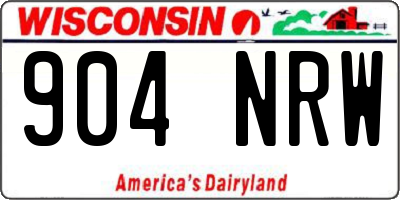 WI license plate 904NRW