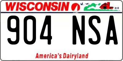 WI license plate 904NSA