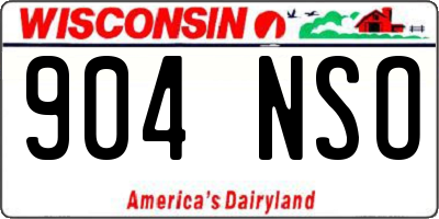 WI license plate 904NSO