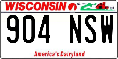WI license plate 904NSW