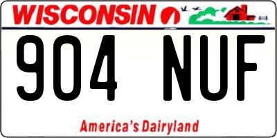 WI license plate 904NUF