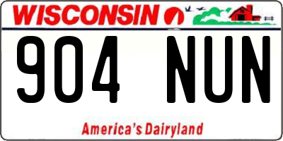 WI license plate 904NUN