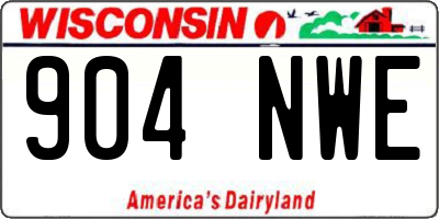 WI license plate 904NWE