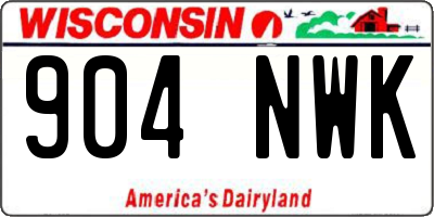 WI license plate 904NWK