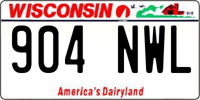 WI license plate 904NWL