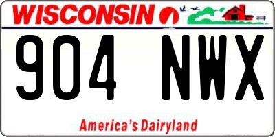 WI license plate 904NWX